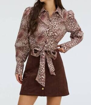 NEW ALLISON courtney top in brown cheetah